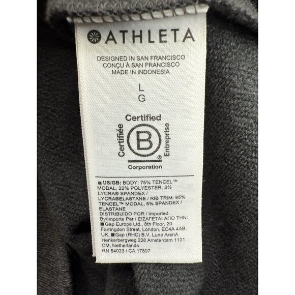 Athleta Women's Purana V-Neck Wrap Sweatshirt Size Large Color Black Heather - Picture 8 of 9